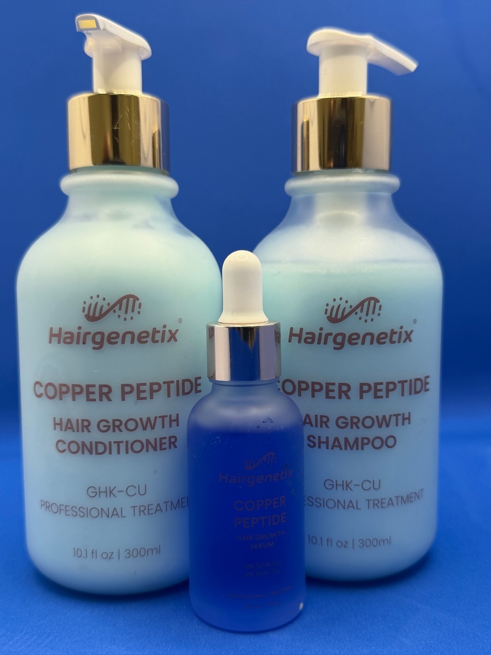 COPPER PEPTIDE SET – COMPLETE HAIR GROWTH TREATMENT SHAMPOO, CONDITIONER & SERUM